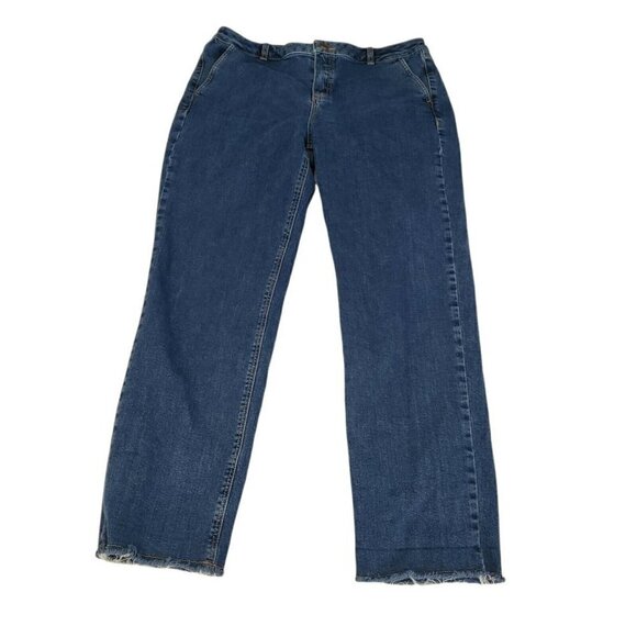 Massimo‎ Dutti Womens Raw Hem Straight Leg Jean 8 Mid Rise Dark Wash - Picture 1 of 10